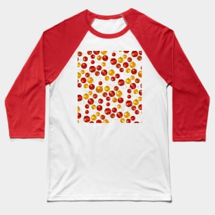 Christmas pattern in gold and red baubles on white: celebrate the holidays with bright decorations Baseball T-Shirt